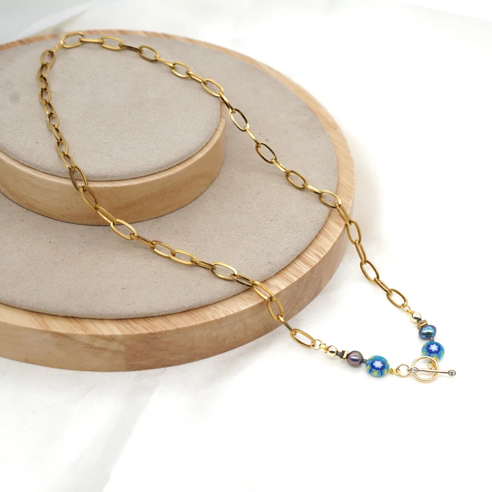 

Go2Boho Boho Jewelry Necklace For Women Trendy Stainless Steel Chain Necklaces Black Pearl Colier Femme 2020 Ladies Choker