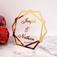 hexagon acrylic table standing custom wedding name personalized mirror frame acrylic word sign party decor with standing nail