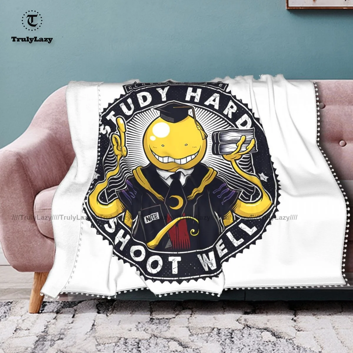 

Koro Sensei Blanket Fleece Summer Pom Pom Blanket Soft Cheap Decorative Bedspread