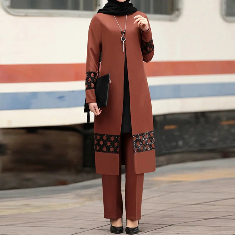 Модные мусульманские женские брюки костюм 2021 Abaya Арабская Саудовская Аравия