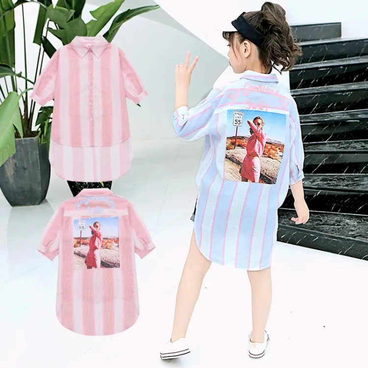 Детские рубашки для девочек на весну-осень детская хлопковая рубашка платье