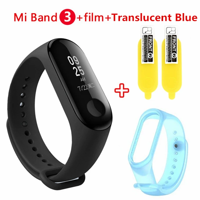 Origina Xiaomi mi Band 3 Смарт-Браслет фитнес-браслет mi Band 3 сенсорный экран частота сердечных сокращений смарт-браслет для Android IOS - Цвет: Translucent Blue