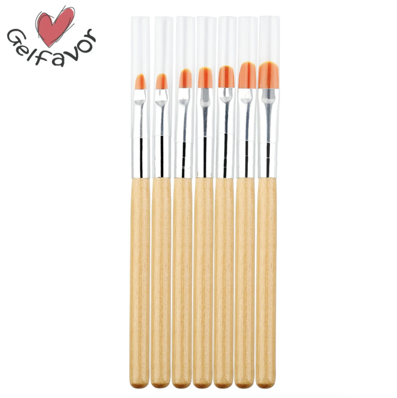 

7Pc/1Set Nail Polish Glue Light Therapy Pen Wooden Row Brush Round Head Painted Brushed Ongle Equipment Art Tool for Manicure
