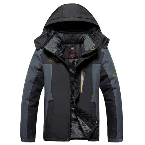 black Жутко и boror Размер 5XL, 6XL, 7XL, 8X, 9XL зимняя куртка мужская верхняя одежда флис утолщаются хлопка-проложенный вниз парка пальто мужчины водонепроницаемая куртка - Цвет: black
