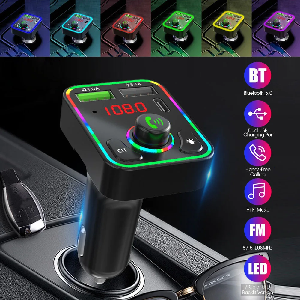 

Car Bluetooth 5.0 FM Transmitter Wireless Handsfree Audio Receiver Auto MP3 Player 3.1A Dual USB Fast Charger Car Accessories