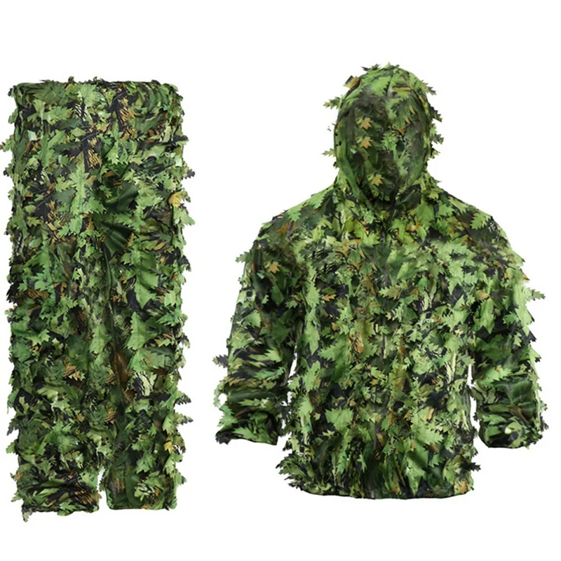 Sticky Flower Bionic Leaves Camouflage Suit Hunting Ghillie Suit Woodland Camouflage Universal Camo Set