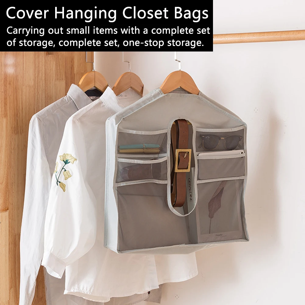 Oxford Cloth Wall Hanging Storage Bag Transparent Pocket Mounted Wardrobe Hang Pouch Cosmetic Toys Organizer | Дом и сад