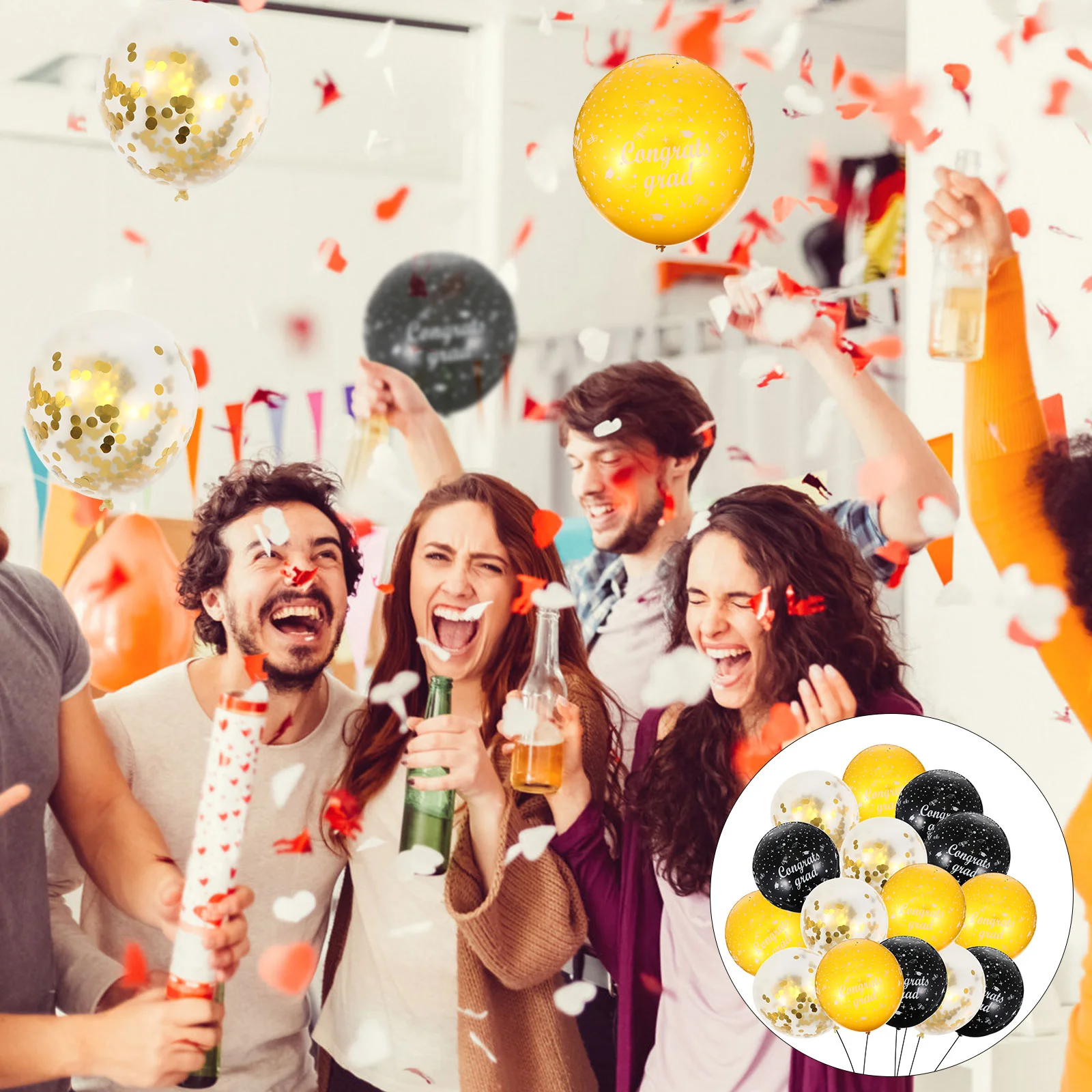 

1 Set 15Pcs 2021 Graduation Party Decors Sequin Creative Party Latex Balloons