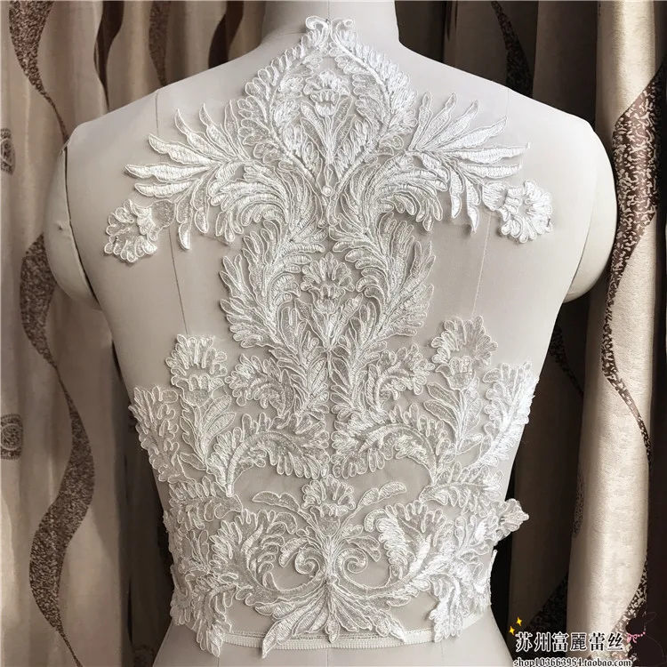 

1Pc Ivory Lace Applique Big Neckline Collar Appliques Embroidery Lace Trim Fabric Cloth Sewing Patchwork DIY Craft