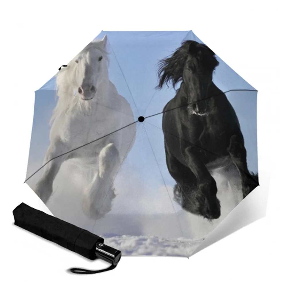 

Travel Double Automatic Folding Parasol Windproof Sun And Rain Three-fold Umbrella Horse Umbrellas Outdoor Paraguas Parapluie