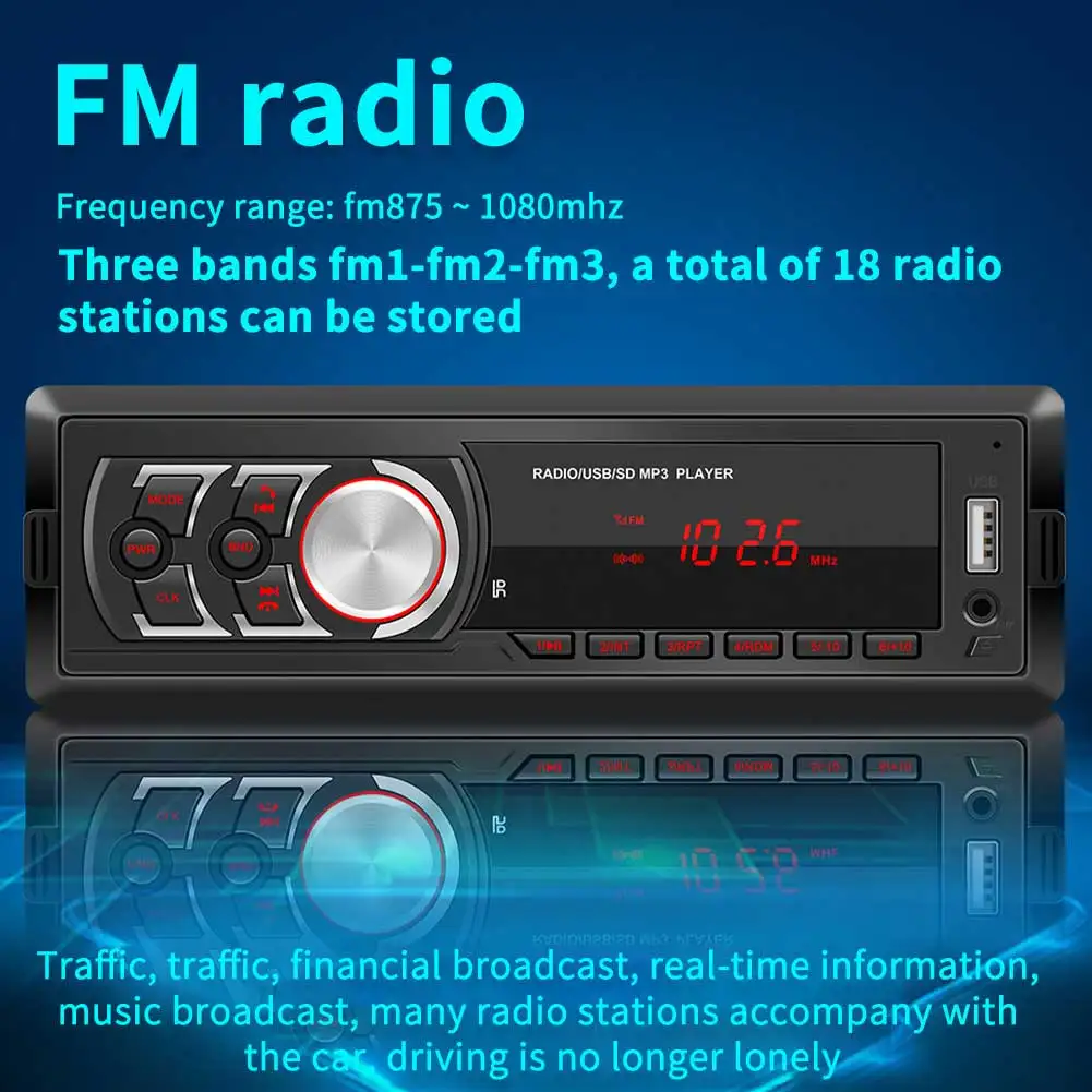 

Автомобильный FM-радиоприемник, 12 В, со съемной панелью