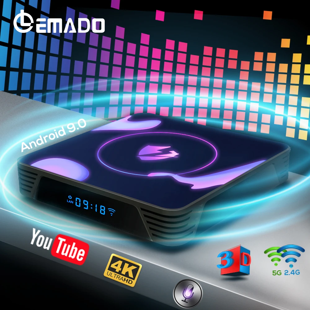 ТВ приставка Lemado LET 1 Android 9 0 RK3318 4 Гб ОЗУ 64 ПЗУ поддержка 4K 60fps 2 4G + 5 8G двойной wifi Bluetooth