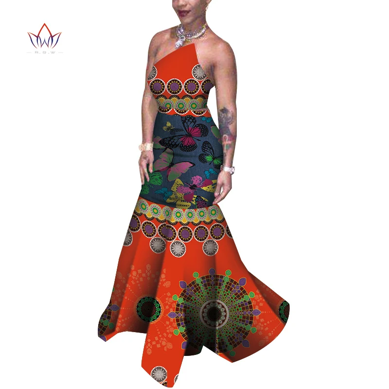 Женский вечерний комплект из топа и юбки Bazin Riche длинное платье в африканском