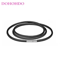 hot 40 80cm leather cord necklace cord wax rope lace with stainless steel rotary clasp chain for men women diy necklaces jewelry