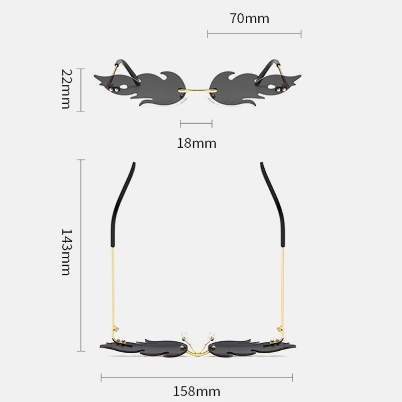 

Hot Sale popular flame sunglasses European and American fashion trend glasses men and women metal frameless sunglasses