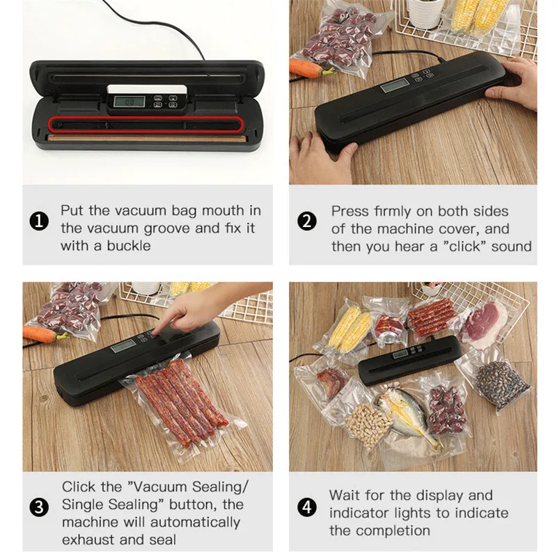 

220V/110V Vacuum Sealer Packaging Machine with Free 10pcs Vacuum bags Household Kitchen Food Vacuum Sealer