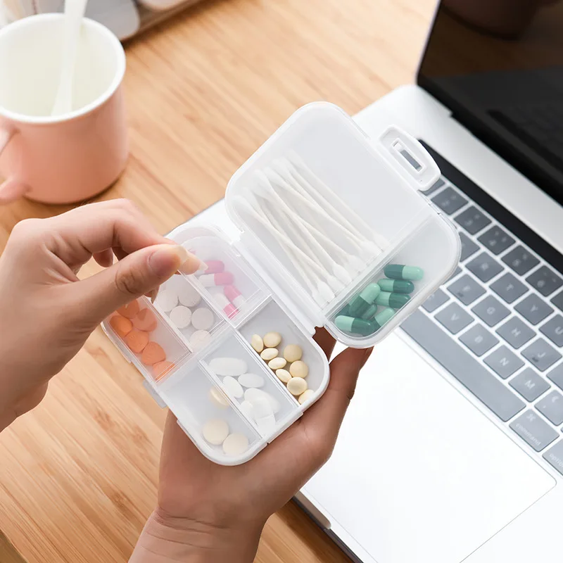 

Medicines Box Mini Pills Organizer Case Container For Tablets Drug Splitters Storage Dispenser Weekly Pillbox Holder 8 Divided
