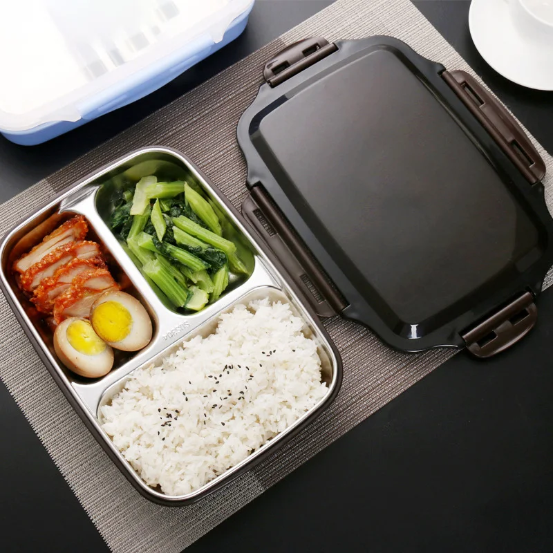 

Stainless Steel Lunch Box Portable Picnic Office School Food Container with Compartments Microwavable Thermal Bento Box