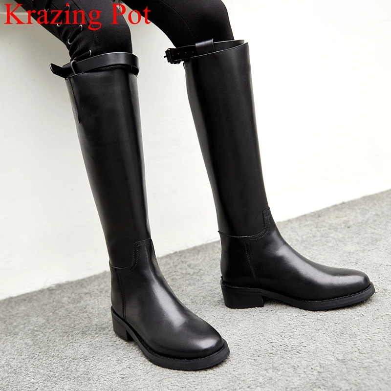 

Brand big size 43 superstar cow leather round toe high heels riding knee-high boots winter shoes luxury dating thigh high boots