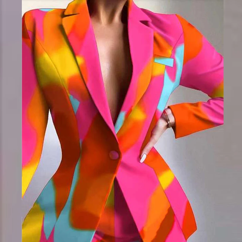 

Женский костюм из двух предметов, элегантный пиджак и шорты в офисном стиле с английским воротником и одной пуговицей, Осень-зима