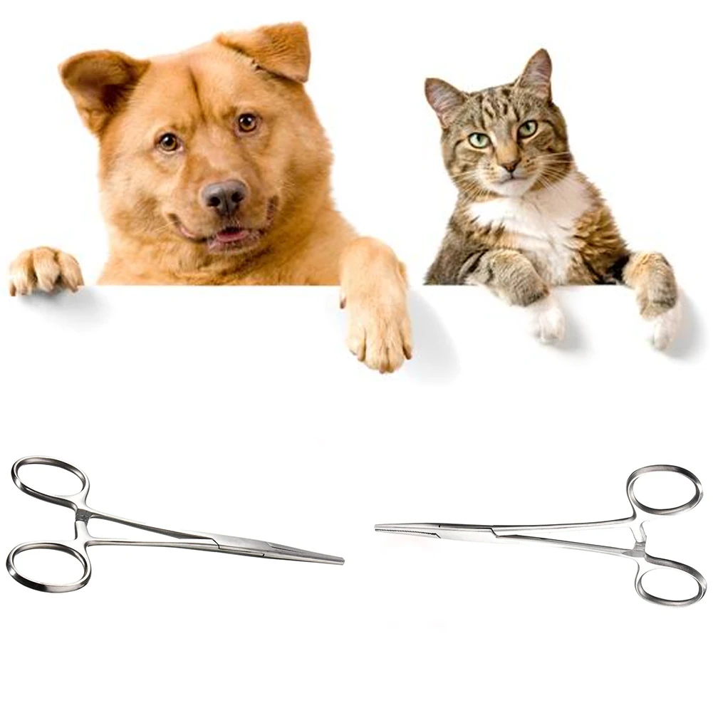 

Stainless Steel Hemostatic Forceps Clamp Pet Medical Pet Pliers Needle Holder Straight / Curved Head Tweezers For Pet Hair