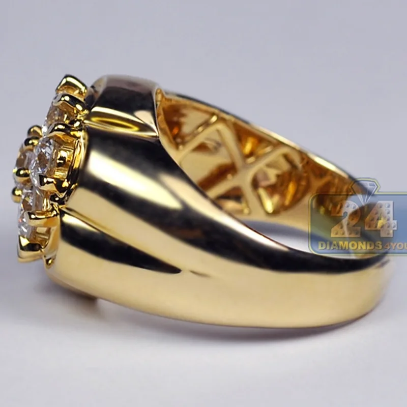 High Quality Gold Color Dazzling Flower Shape Finger Ring CZ Zircon Woman Girl Delicate Crystal Wedding Engagement Jewelry Rings | Украшения