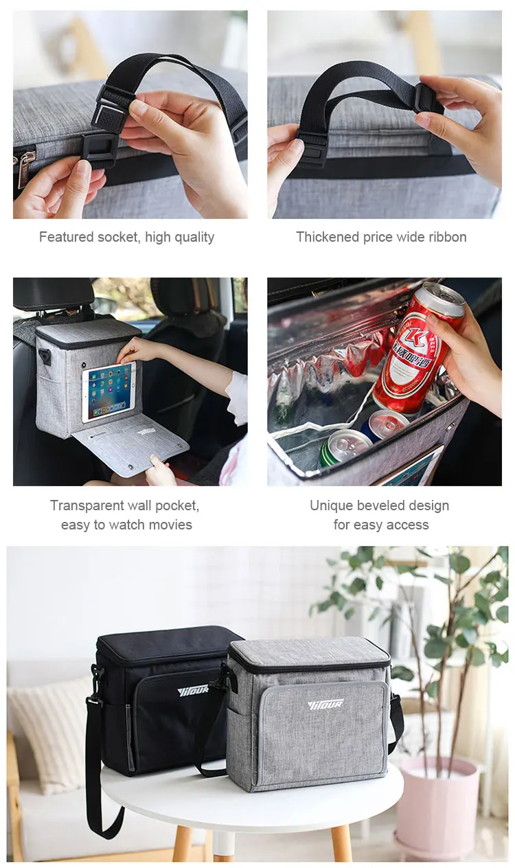 Car Seat Back Organizer Hanging Waterproof Cooler Bag Lunch Bag Food Drink Thermal Pouch Picnic Box Insulated Cool Container