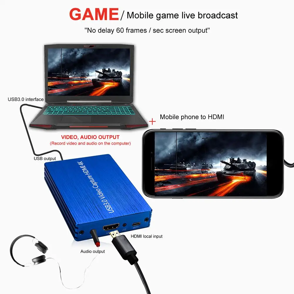 Совместимому с HDMI 1080 4K 3 0 P USB карта видеозахвата для OBS автоматического захвата
