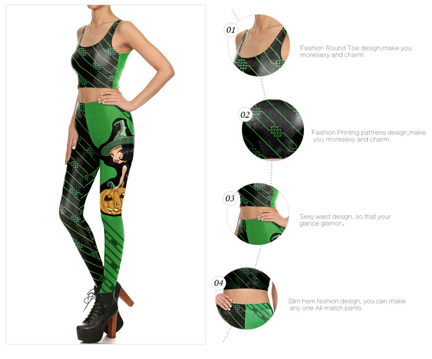 Женские наряды на Хэллоуин без рукавов ведьмы спортивный костюм с тыквой дамы