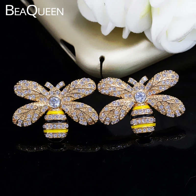 BeaQueen желтый золотой цвет милый медовый пчела форма кубического циркония камни