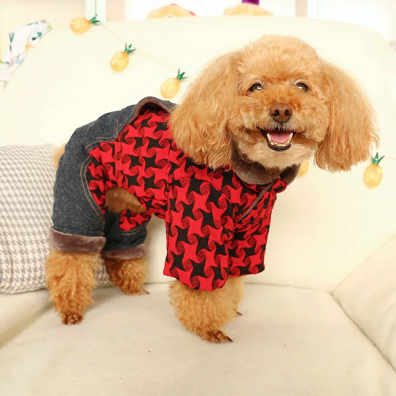 Сердцем и собачкой джинсовые пальто с капюшоном щенок домашнее животное кот