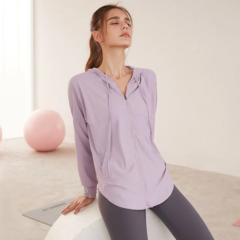 

Sports Jacket Women Quick-drying Loose Top Zipper Hooded Cardigan Running Yoga Long-sleeved Workout Clothes Autumn