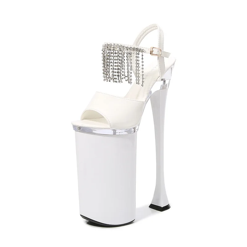 

hentiangao nightclub super high heels 26cm model car sandals women's show steel pipe dance shoes