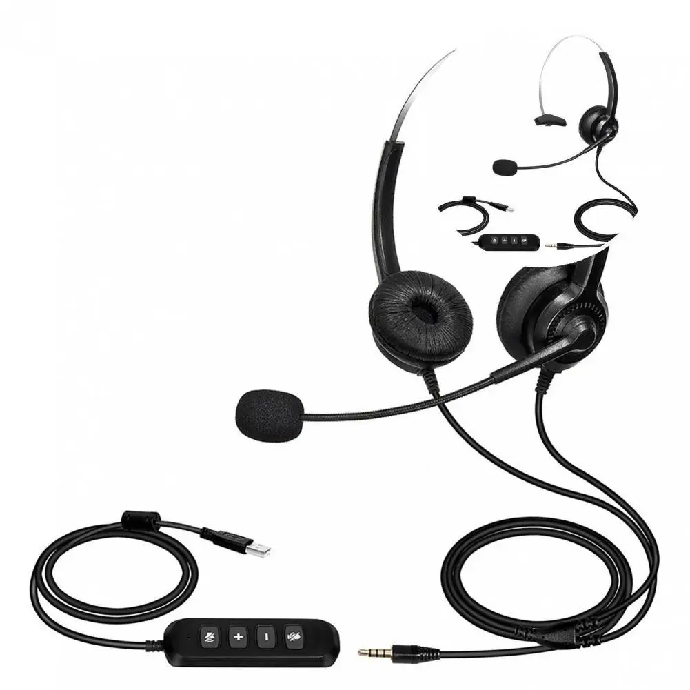 

Portable Practical USB/3.5mm Line Control Wired Headset Lightweight Wired Headset Skin-friendly for PC