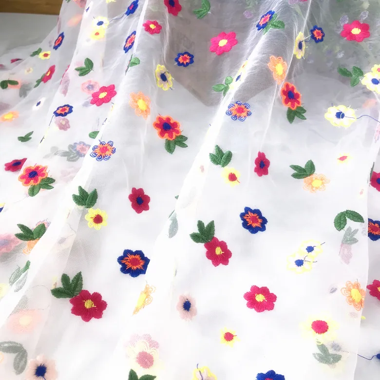 Прозрачная мягкая хлопковая кружевная ткань с вышивкой сделай сам ширина 130 см |