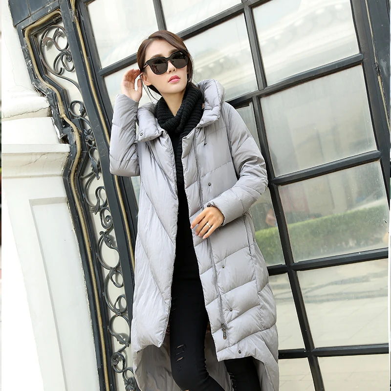 Женский зимний пуховик с воротником-стойкой в европейском стиле | Женская одежда
