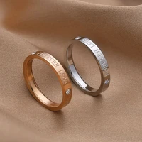18k gold plated couple rings micro inlay diamond titanium steel rings women men finger ring jewelry gift wholesale