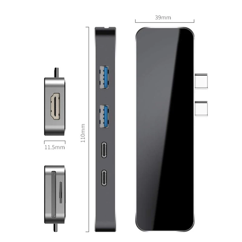 USB C HUB Type Thunderbolt 3 док станция 7 в 1 адаптер с портами 0 TF слот Micro SD карта для Mac Book