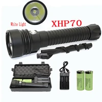 xhp70 diving flashlight 4000lm underwater torch xhp70 2 led waterproof lamp light 26650 battery charger box