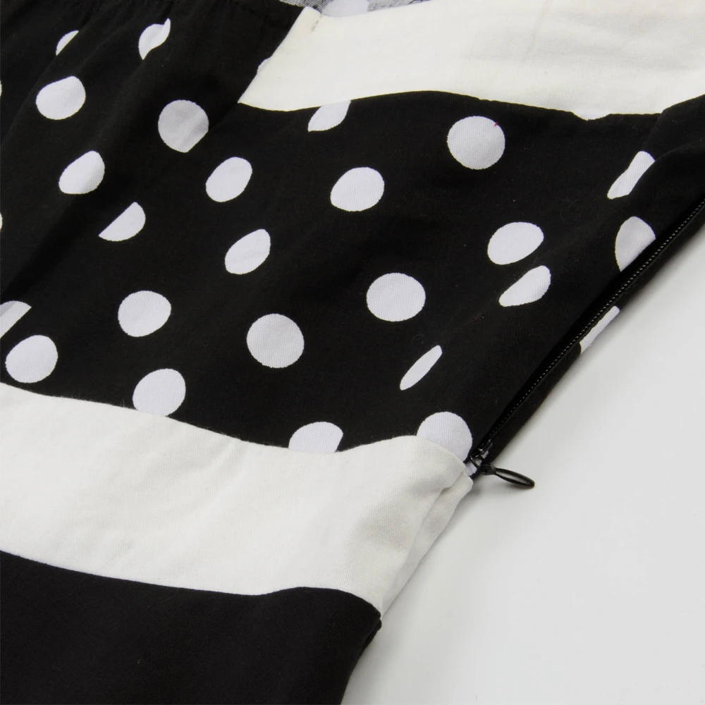 Женское винтажное платье в горошек Черное и красное с лямкой на шее модель 60s 50s