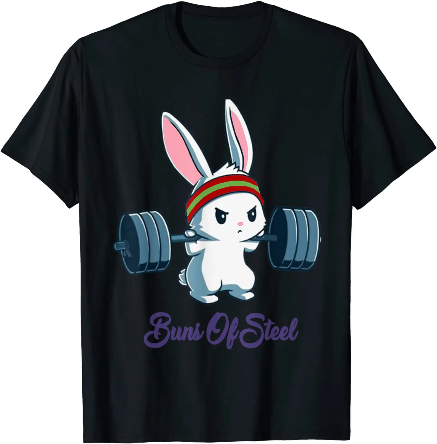 

Buns Of Steel Fitness Bunny Lover Workout T-Shirt Cotton Funny Tops Shirts Funny Men's T Shirts Personalized