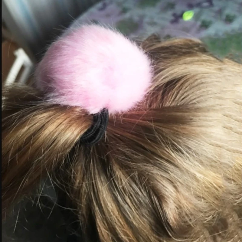 Держатели для хвоста повязка на голову девочек мягкий шарик из кроличьего меха