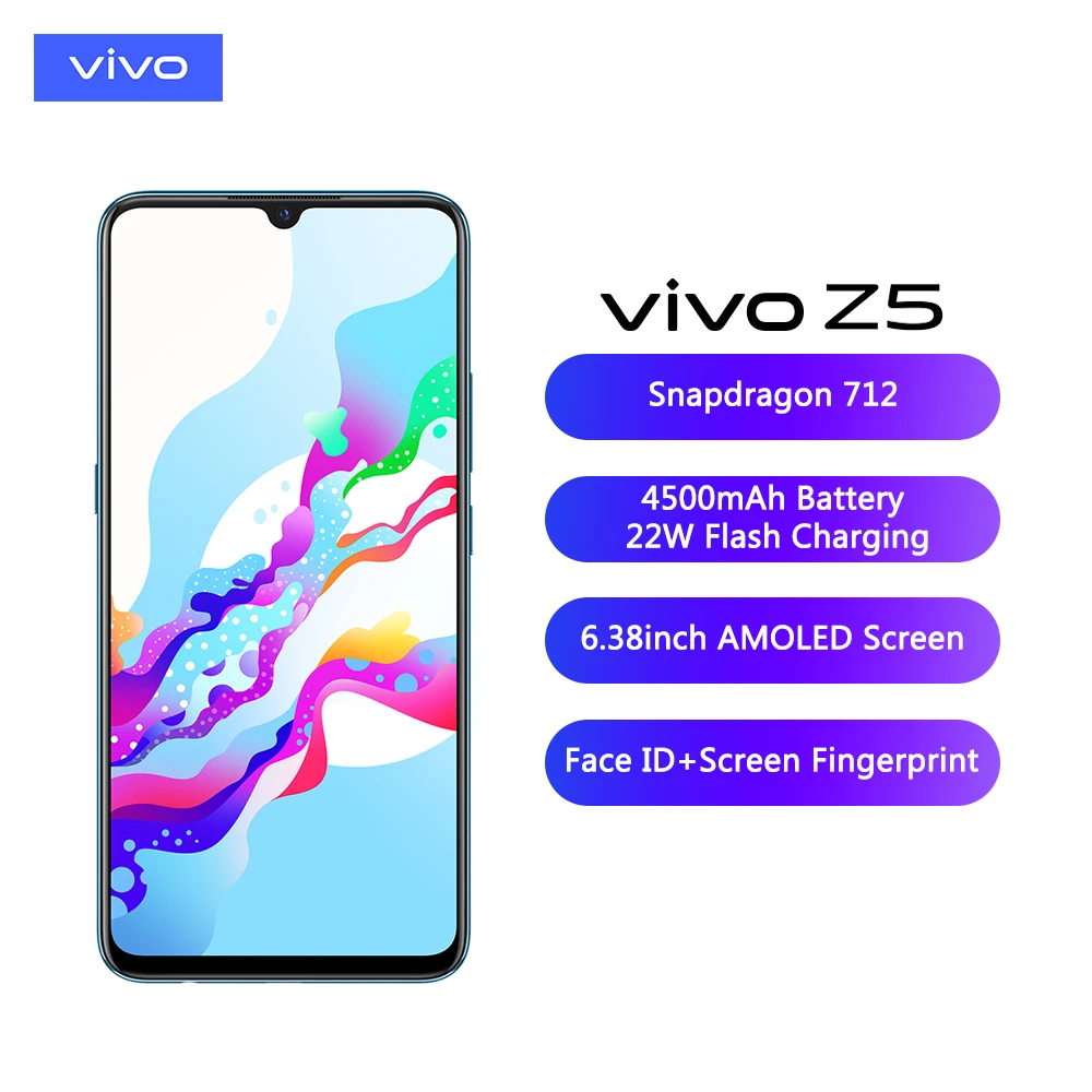 Vivo Z5 48MP задняя камера 4500 мАч большая батарея Celular Snapdragon 712 Восьмиядерный 6 38