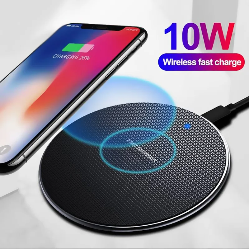 Беспроводное зарядное устройство Qi Metal 10 Вт для iPhone 8 X XS 11Pro Max QC3.0 быстрая