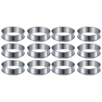 12 pieces muffin tart rings double rolled tart ring stainless steel muffin rings metal round ring mold for food making