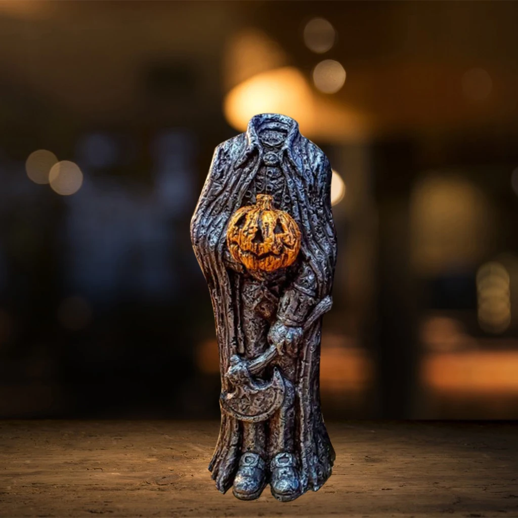 

Реалистичные прочные украшения из смолы в форме головы тыквы, бесголовая статуя Хэллоуина, погодостойкий офисный декор для друзей, подарки