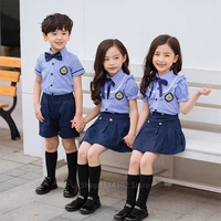 children school uniform japanese student clothing set kids boys girls 2pcs short sleeve summer navy suit primary kindergarten