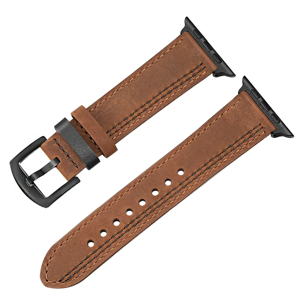Уникальный ремешок из натуральной коровьей кожи для iWatch Apple Watch Series 5 4 3 2 1 38 мм 40 мм 42 мм 44 мм 316L сталь застежка ремешок