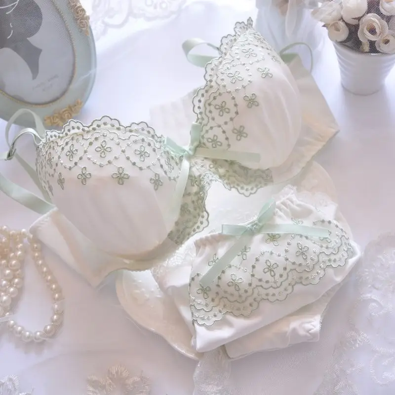 Комплект нижнего белья в японском стиле Лолита для женщин удобный светло зеленый