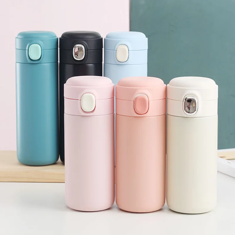 

300ml 400ml Bouncing Lid 304 Stainless Steel Vacuum Flask Coffee Cup Small Fresh Pea Cup Student Water Cup